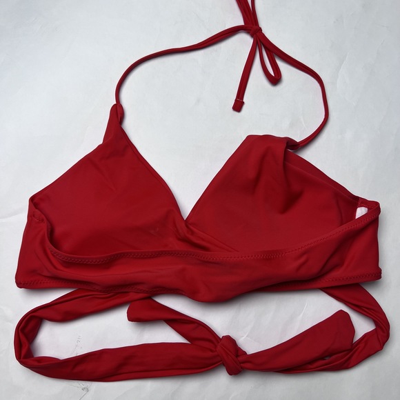 Shekini Bikini Wrap Top Halter Red with Pads - Picture 5 of 10